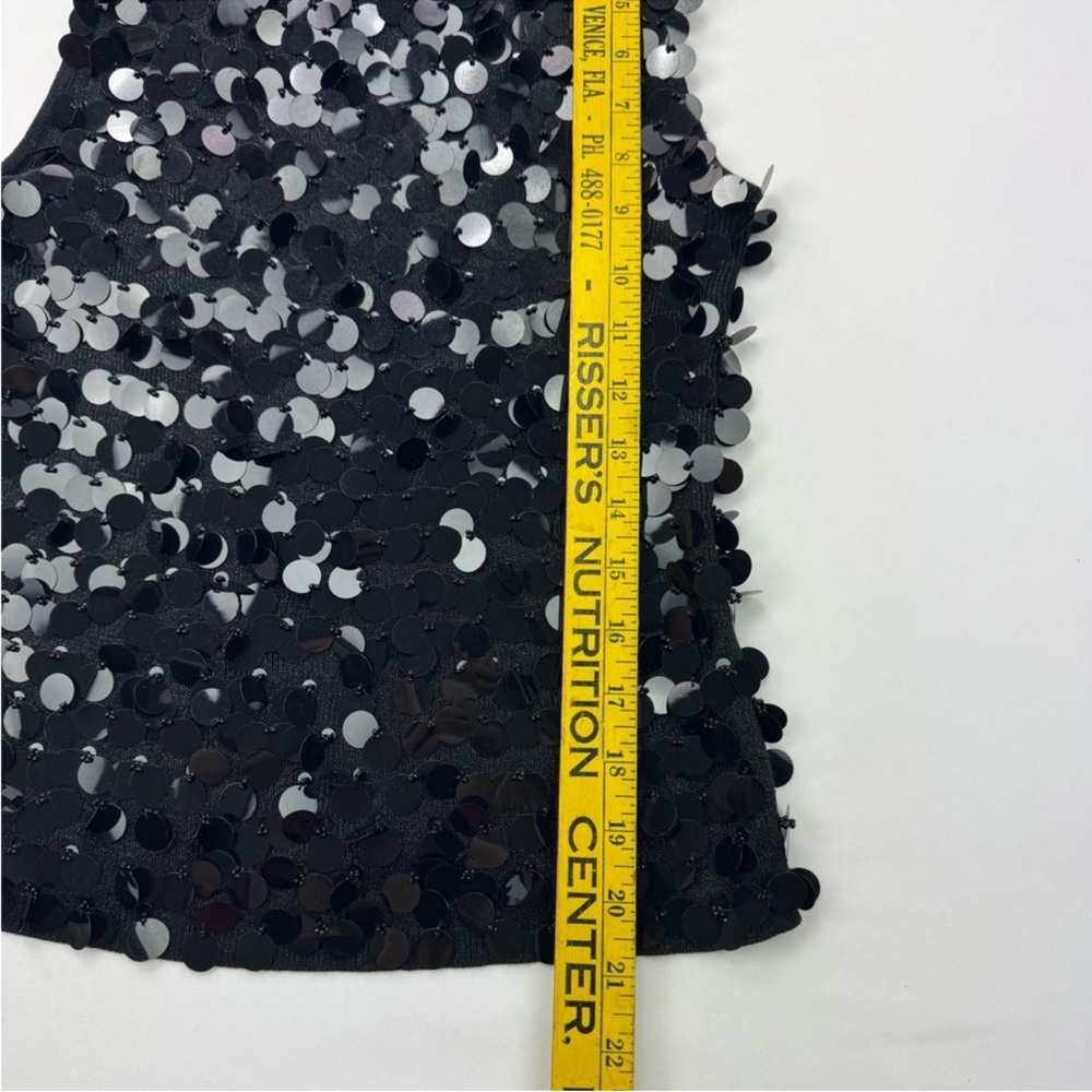 VTG Y2K Joseph A Silk Blend Jumbo Sequin Embellished Fitted Tank Top small - Picture 9 of 13